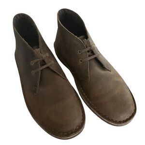 CLARKS BUSHACRE 2 ANKLE BURNISHED BROWN LEATHER BOOTS SIZE 7.5